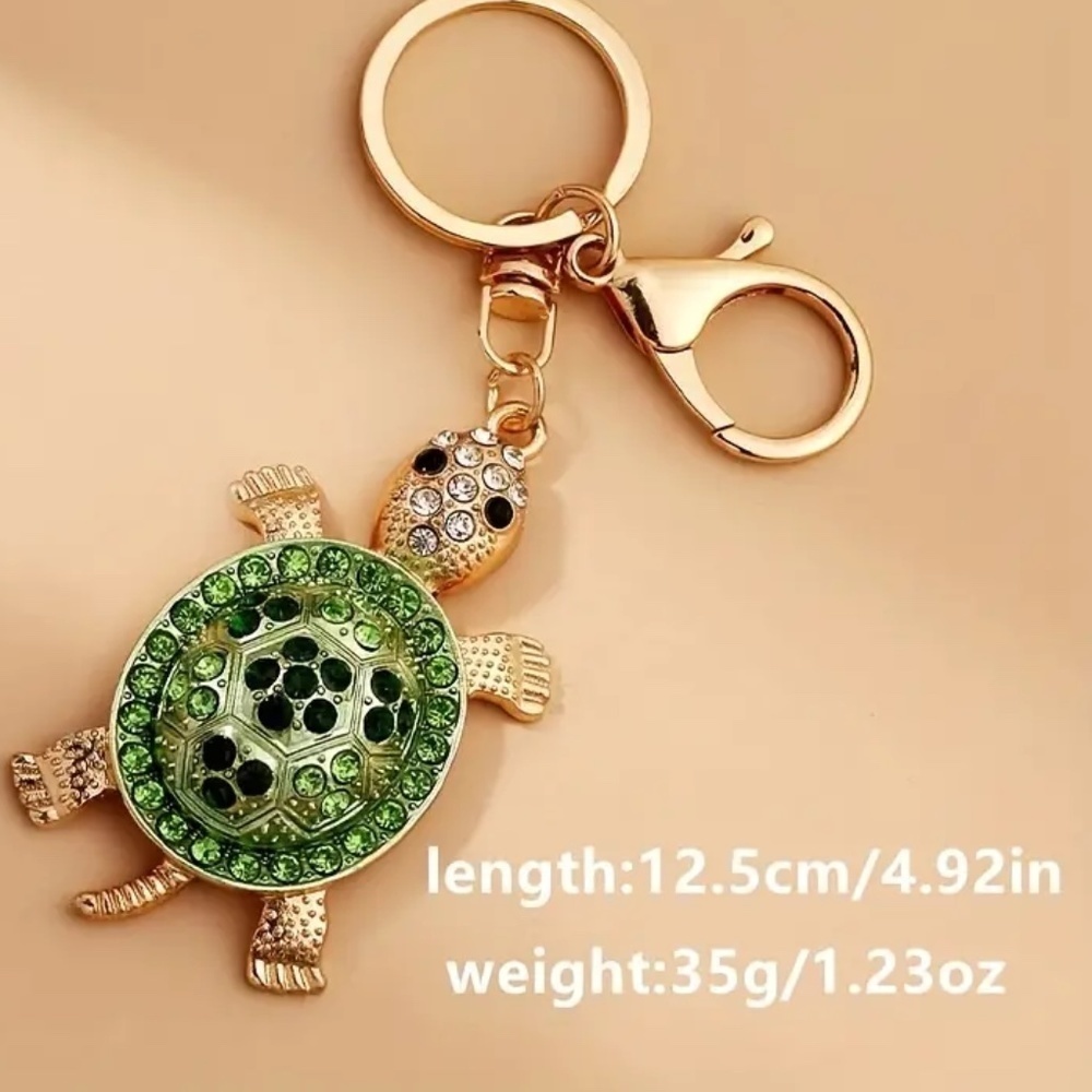 Green Rhinestone Turtle Keychain/Charm NWT - Picture 2 of 4